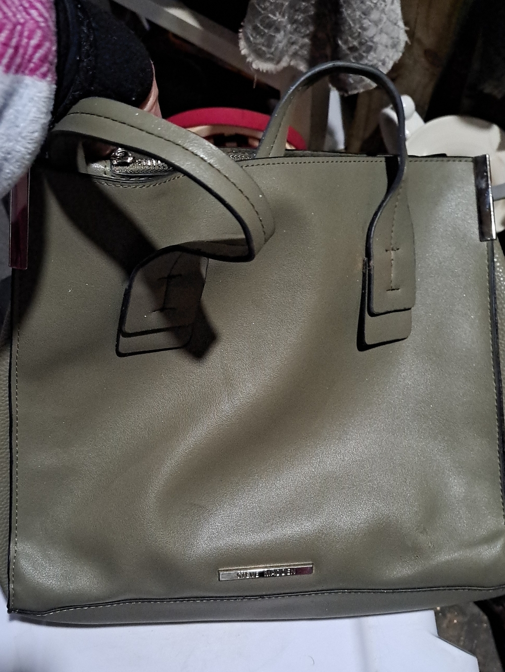 Steve Madden Olive Green Tote with Gold Trim Xl Space